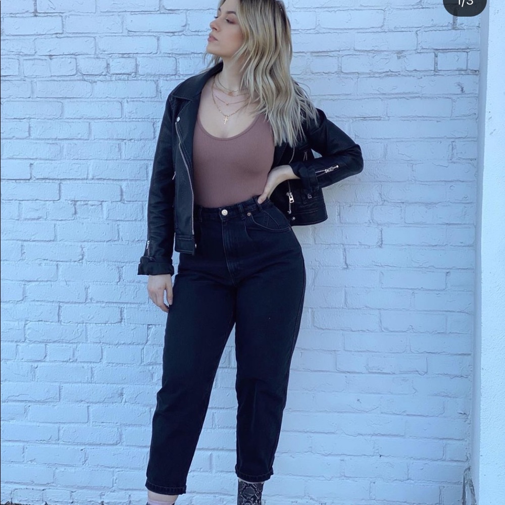 Zara high waisted black “paper bag” jeans